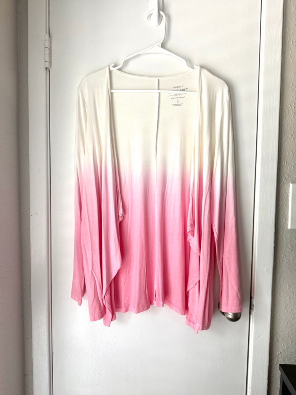 Torrid Lightweight Ombre Open Cardigan - White to Pink